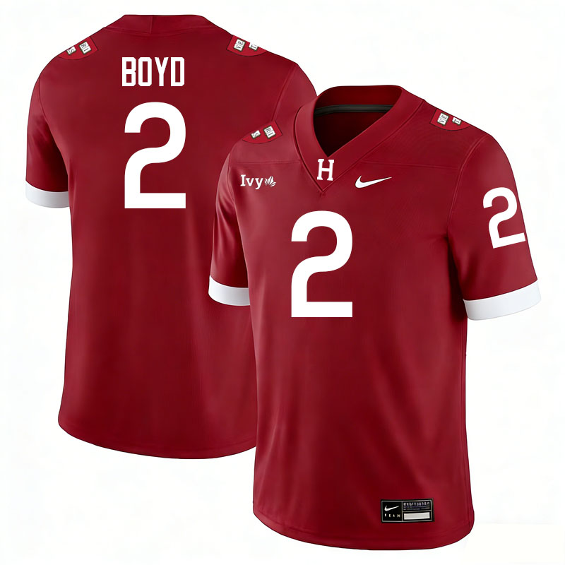 Harvard Crimson #2 Dean Boyd College Football Jerseys,Uniforms Stitched-Crimson